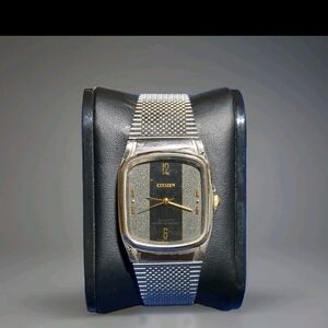 Citizen Silver and Gold Watch with Black Dial